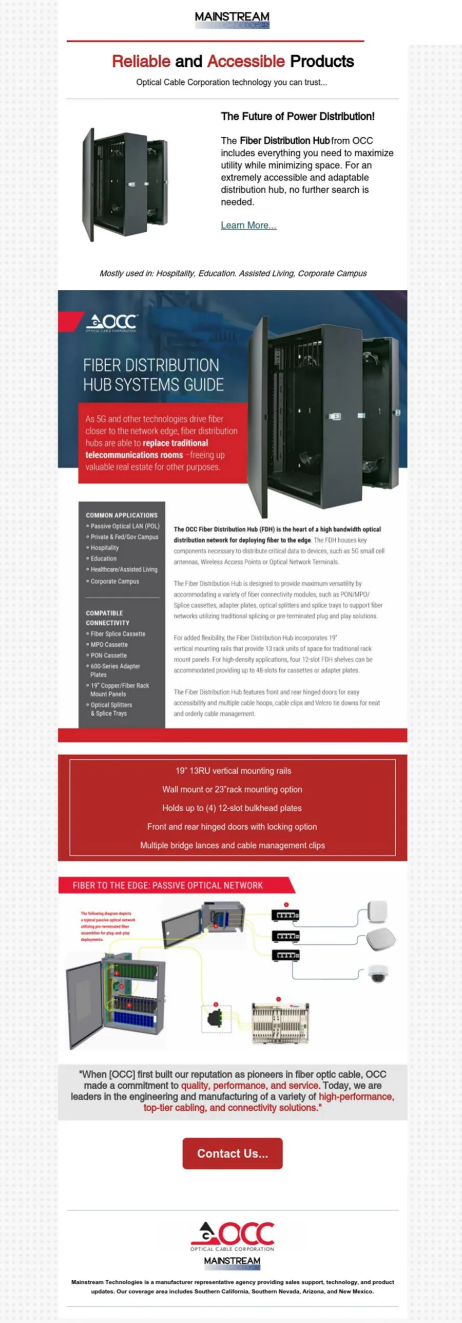 Email campaign for OCC fiber distribution